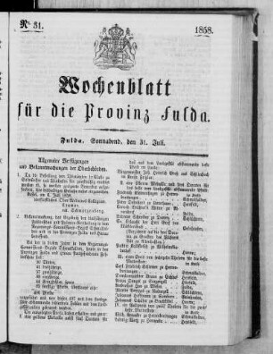 Nr. 31, Ausgabe vom 31. Juli 1858