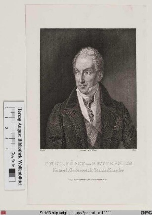 Bildnis Clemens Wenzel (Nepomuk Lothar) Graf Metternich von (-Winneburg) (1803 Fürst)