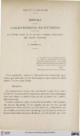 3.Ser. 3.1892: Essai sur les calendriers égyptiens, [2] : de l'année vague et de quelques nombres mystérieux des anciens Égyptiens