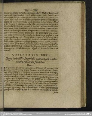 Observatio XXXII. Quod jurisdictio Imperialis Camerae, ex Continentia causarum fundentur