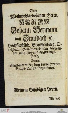Hochwürdiger Reichs-Frey-Hochwohlgebohrner Herr, Gnädiger Herr, Hochwohlgebohrne Herren, Hochgeneigteste Herren