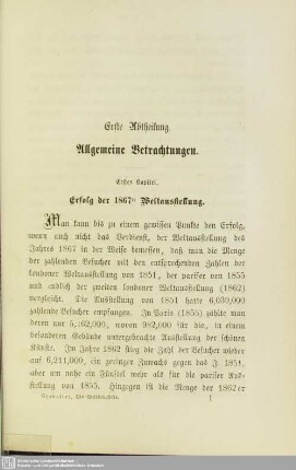 Erste Abtheilung. Allgemeine Betrachtungen