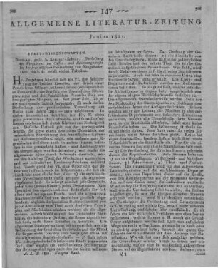 [Neugebauer, J.]: Darstellung des Verfahrens im Cassen- und Rechnungs-Wesen in der französischen Verwaltung. Breslau: Kreuzer-Scholz 1820