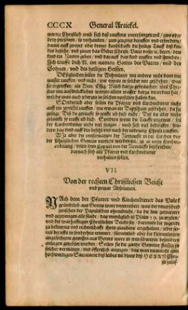 VII. Von der rechten Christlichen Beicht und privat Absolution.