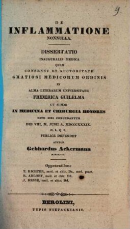 De inflammatione nonnulla : Diss. inaug. med.