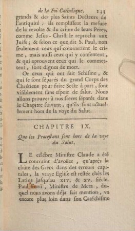 Chapitre IX. Que les Protestans sont hors de la voye du Salut.