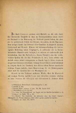 Sicard, Bischof von Cremona : eine Studie zur Historiographie des XIII. Jahrhunderts