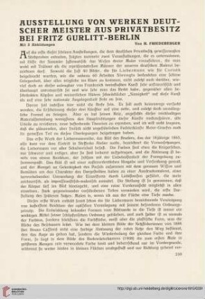 7: Ausstellung von Werken deutscher Meister aus Privatbesitz bei Fritz Gurlitt - Berlin