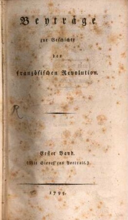 Beyträge zur Geschichte der Französischen Revolution, 1. 1795