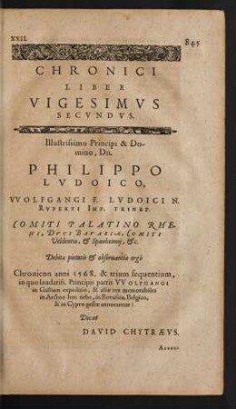 Chronici Liber Vigesimus Secundus.