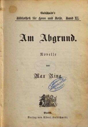 Am Abgrund : Novelle