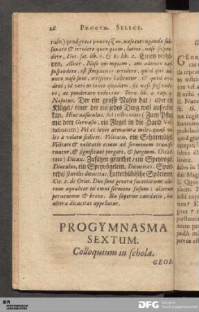 Progymnasma Sextum. Colloquium in schola.