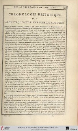 Chronologie historique des archevêques et électeurs de Cologne