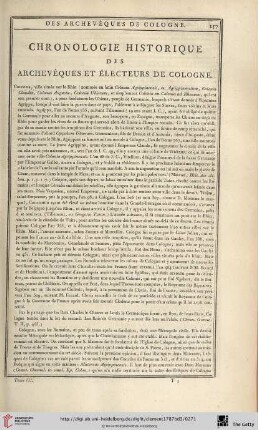 Chronologie historique des archevêques et électeurs de Cologne