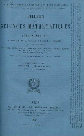 Tome VII. - Décembre 1883.