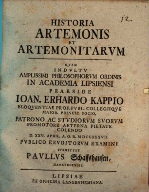 Historia Artemonis et Artemonitarvm