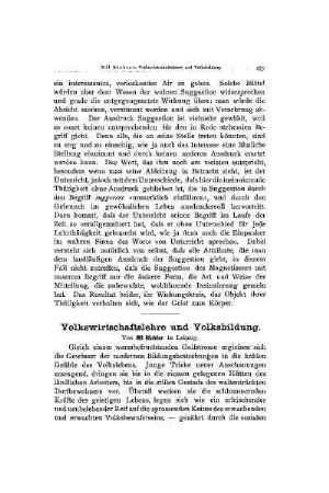 Volkswirtschaftslehre und Volksbildung