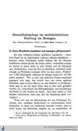 Gesundheitspflege im mittelalterlichen Freiburg im Breisgau. II. (Schluss)