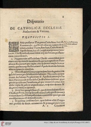 Difputatio De Catholicae Ecclesiae Authoritate & Vnitate