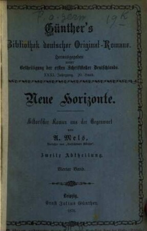 Neue Horizonte : historischer Roman aus der Gegenwart, 2,4