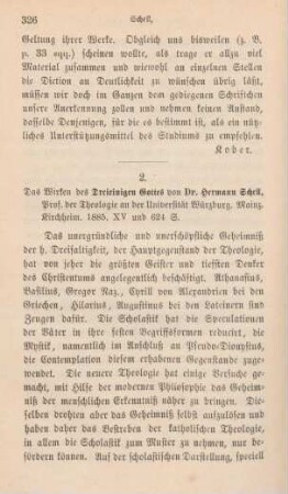 326-333 [Rezension] Schell, Herman, Das Wirken des dreieinigen Gottes
