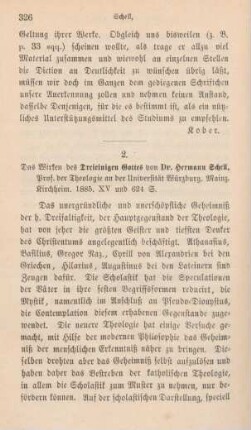 326-333 [Rezension] Schell, Herman, Das Wirken des dreieinigen Gottes