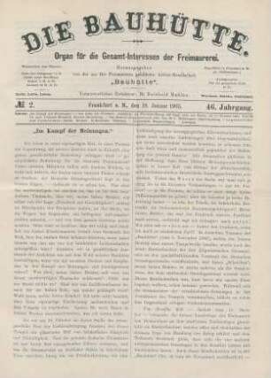 No. 2. Frankfurt a. M., den 10. Januar 1903. 46. Jahrgang.