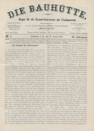 No. 2. Frankfurt a. M., den 10. Januar 1903. 46. Jahrgang.