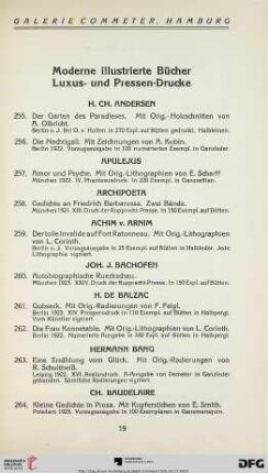 Moderne illustrierte Bücher, Luxus- und Pressen-Drucke (Nr. 255-469)