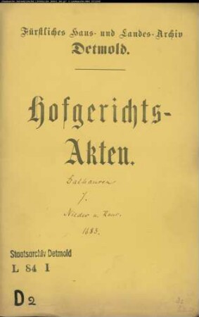 Dahlhausen genannt Kramer, Simon Christoph gegen Nieder zu Oetenhausen, Krumsiek und Lange zu Oetenhausen und Niemann zu Währentrup - Schuldforderung