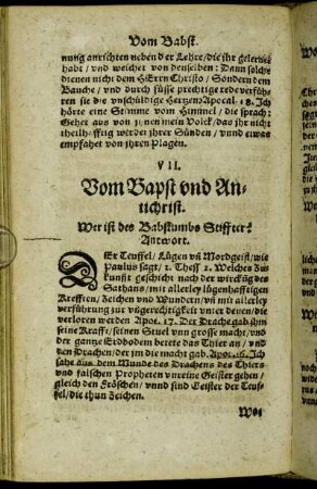 VII. Vom Bapst und Antichrist.