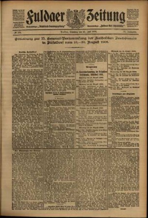 Zweite Ausgabe vom Dienstag, den 21. Juli 1908.