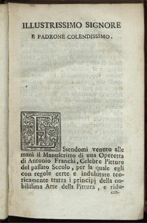 Illustrissimo Signore E Padrone Colendissimo.