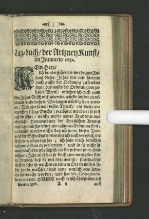 Tag-buch/ der Artzney Kunst/ im Januario 1682