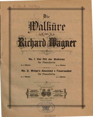 Die Walküre : für das Pianoforte zu ... Händen, 2. Wotan's Abschied & Feuerzauber