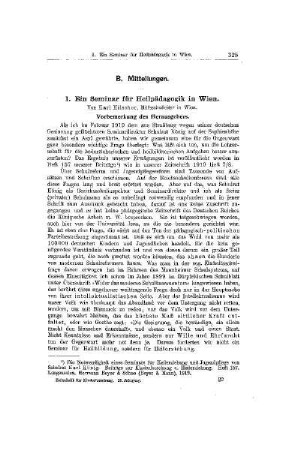 Ein Seminar für Heilpädagogik in Wien : [Mitteilungen]