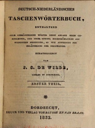 Deutsch-Niederländisches Taschenwörterbuch, 1