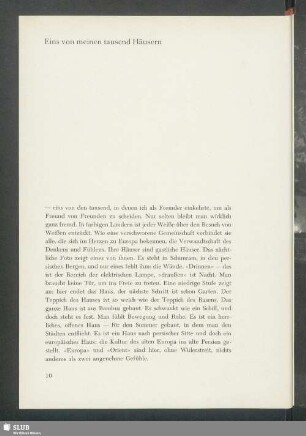 Eins von meinen tausend Häusern