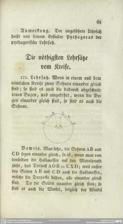 Die nöthigsten Lehrsätze vom Kreise