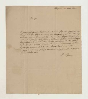 Brief von Ludwig Schorn an Joseph Heller