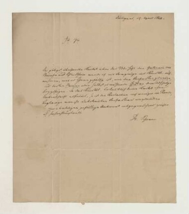 Brief von Ludwig Schorn an Joseph Heller