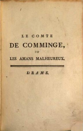 Le comte de Comminge ou les amans malheureux