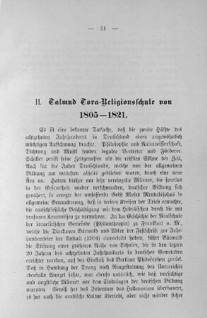 II. Talmud Tora-Religionsschule von 1805-1821.