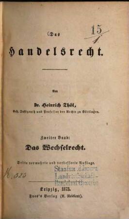Das Handelsrecht, 2. Das Wechselrecht