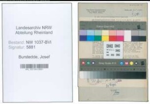 Entnazifizierung Josef Burstedde , geb. 03.03.1893 (Schreiner)