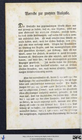 Vorrede zur zweyten Ausgabe.