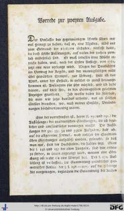 Vorrede zur zweyten Ausgabe.
