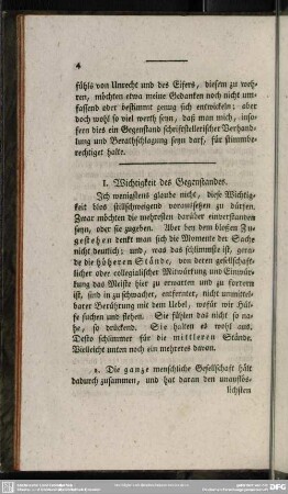 I. Wichtigkeit des Gegenstandes