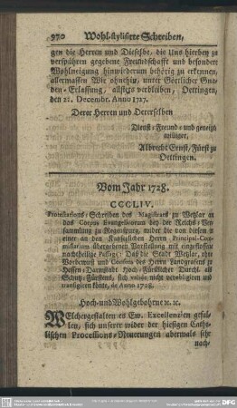 Vom Jahr 1728