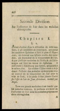 Seconde Division Sur l'influence de l'air dans les maladies chirurgicales